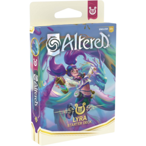 Confezione del Lyra Starter Deck del gioco di carte Altered: Beyond the Gates con illustrazione del personaggio Lyra.