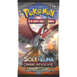 Bustina da 10 carte Pokémon TCG - Sole & Luna Ombre Infuocate con artwork di Ho-Oh sulla confezione